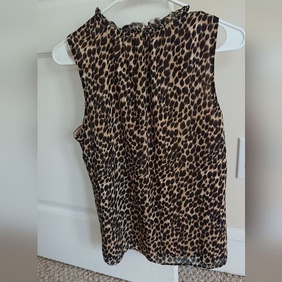 J. Crew factory Leopard ruffle tie-neck top size Small - Picture 2 of 10